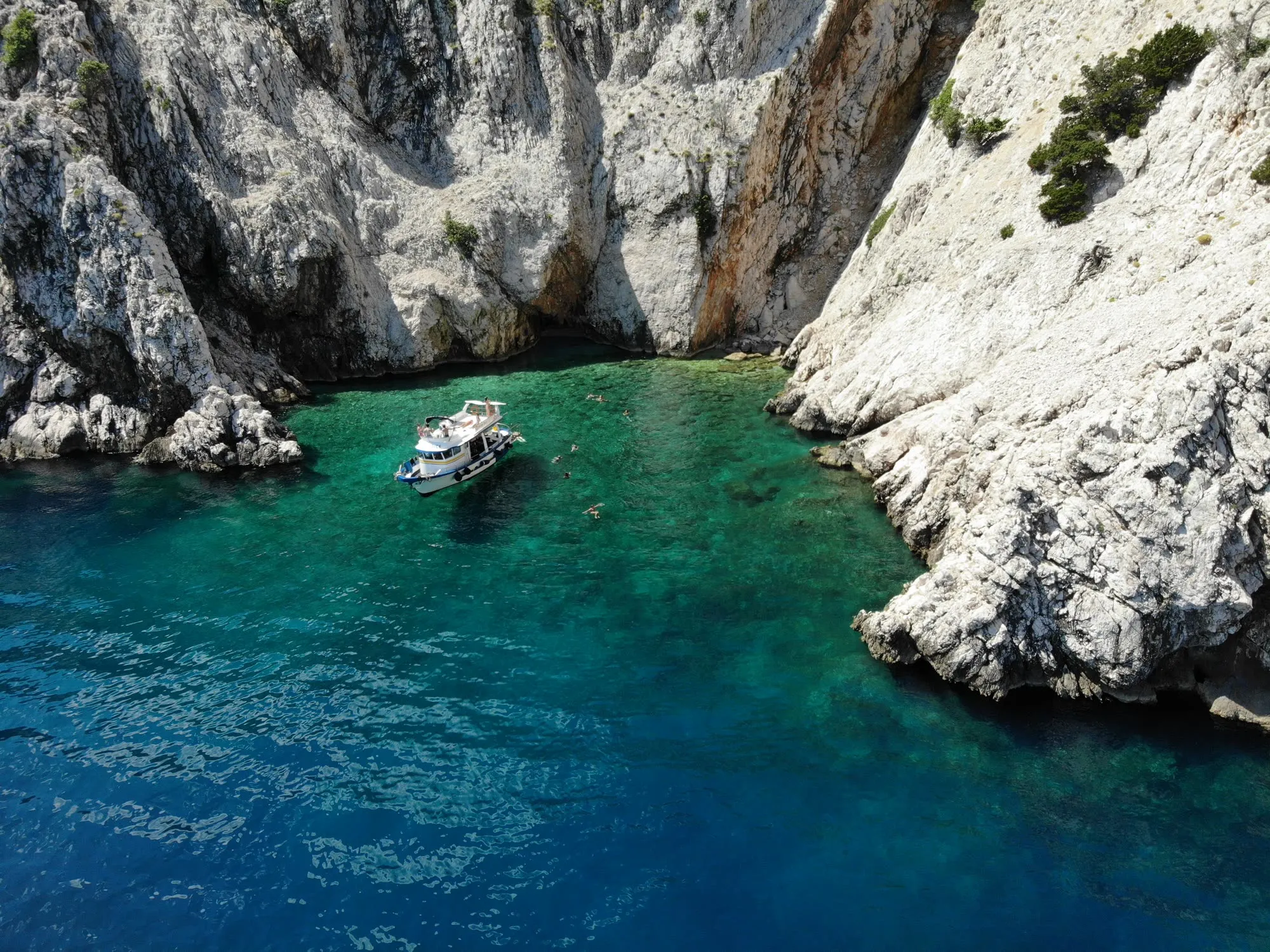 Boat at Medova Buza cave entrance
